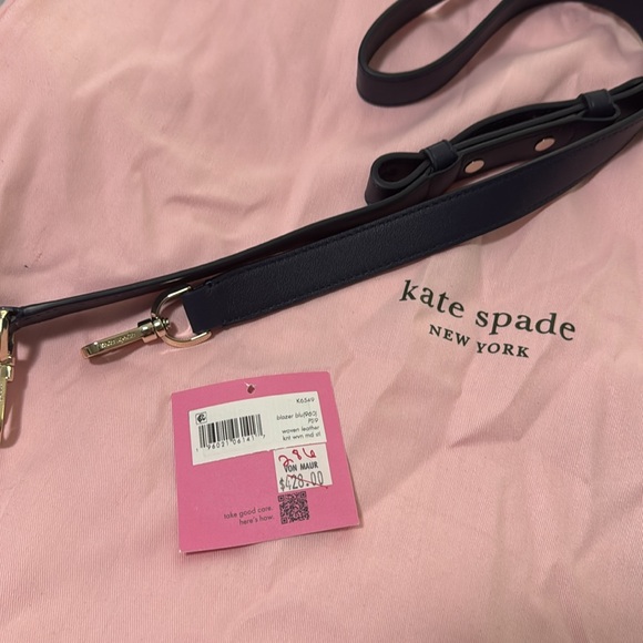 Kate Spade Knott Medium Satchel Woven Leather Blazer Blu White Red. K6549 - Picture 7 of 7